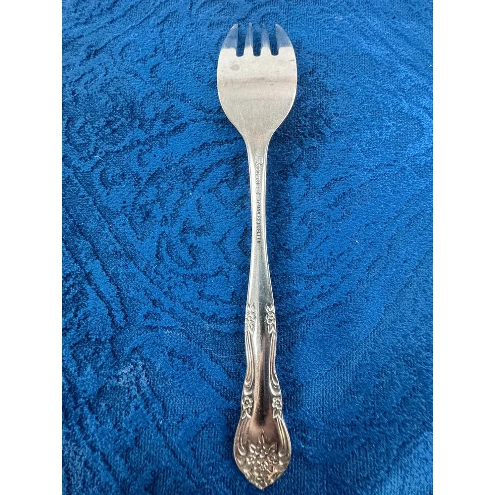 Rogers Dream Rose Stainless Korea Floral‎ Pattern Salad Fork Silverware Glossy